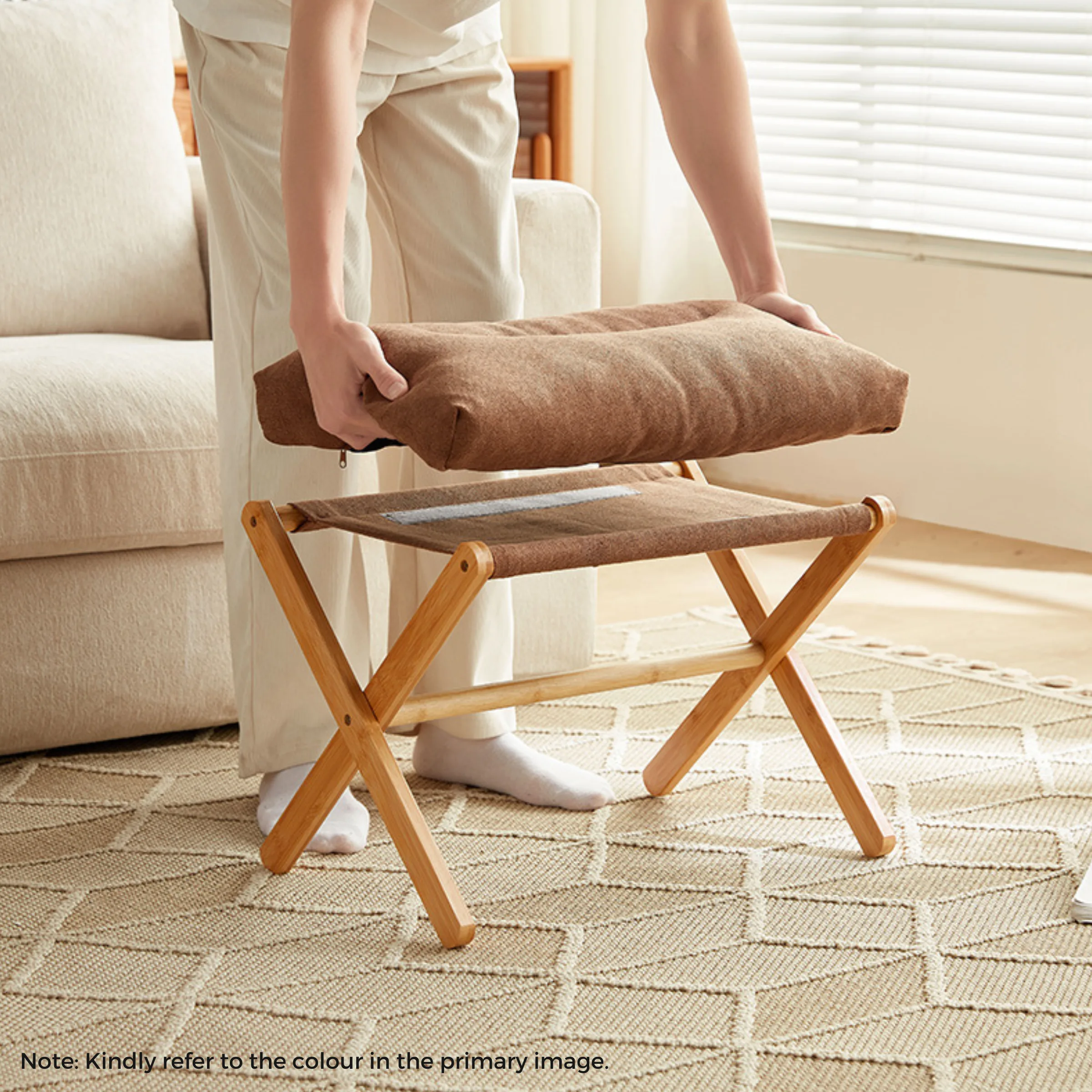 Linspire Dena Foldable Footstool, Ivory