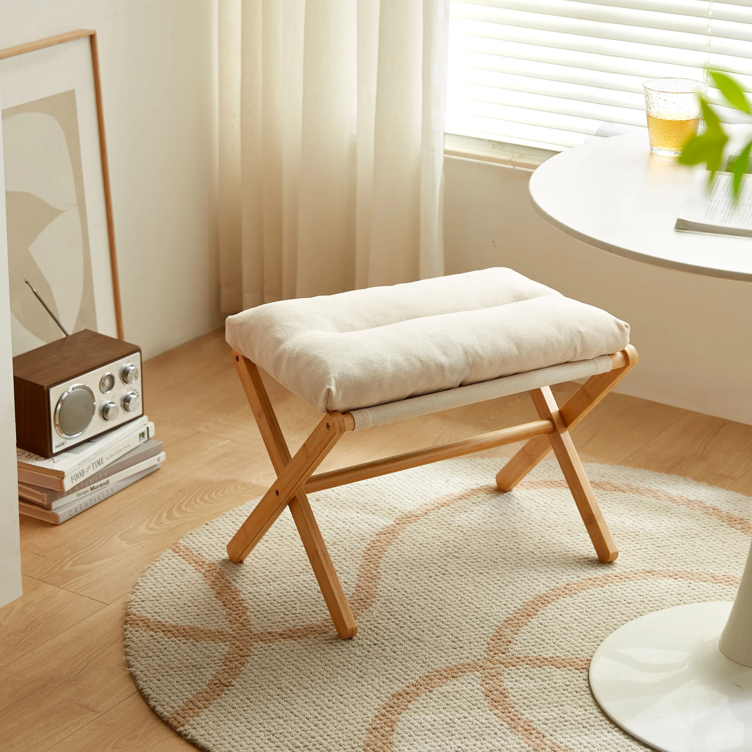 Linspire Dena Foldable Footstool, Ivory