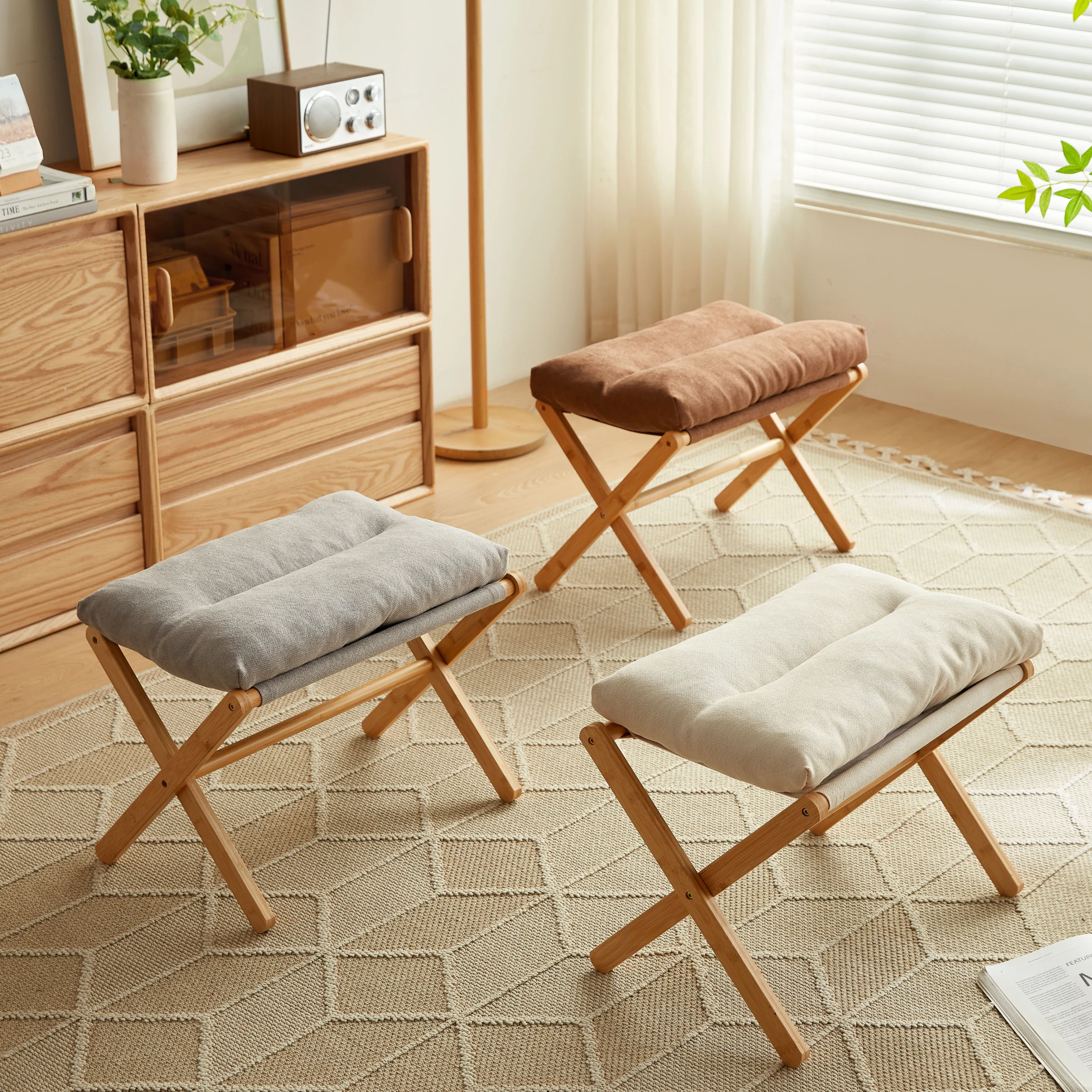 Linspire Dena Foldable Footstool, Ivory