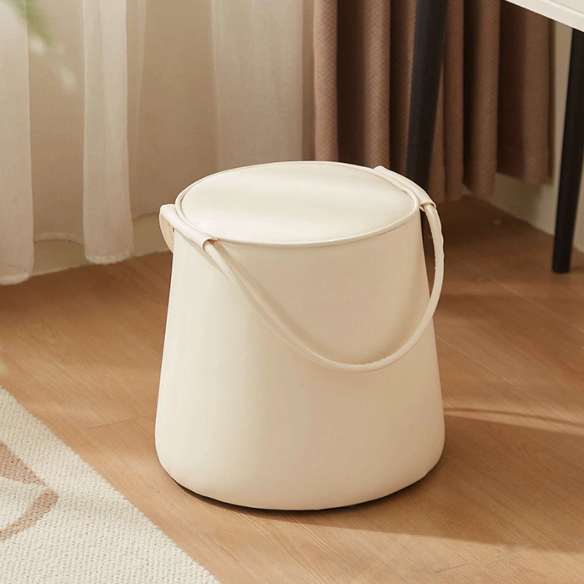 Linspire Kabos Leather Ottoman, Ivory