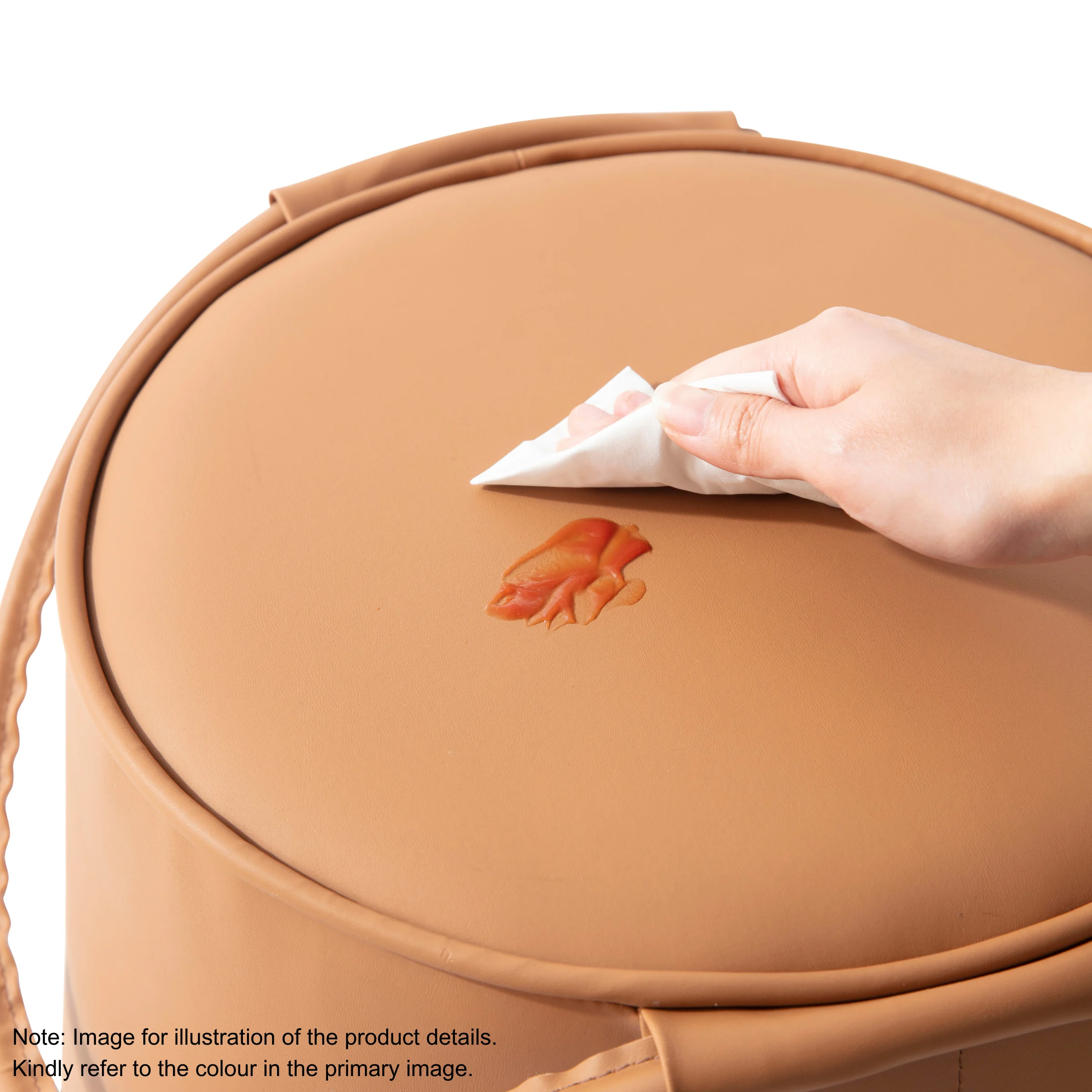 Linspire Kabos Leather Ottoman, Ivory