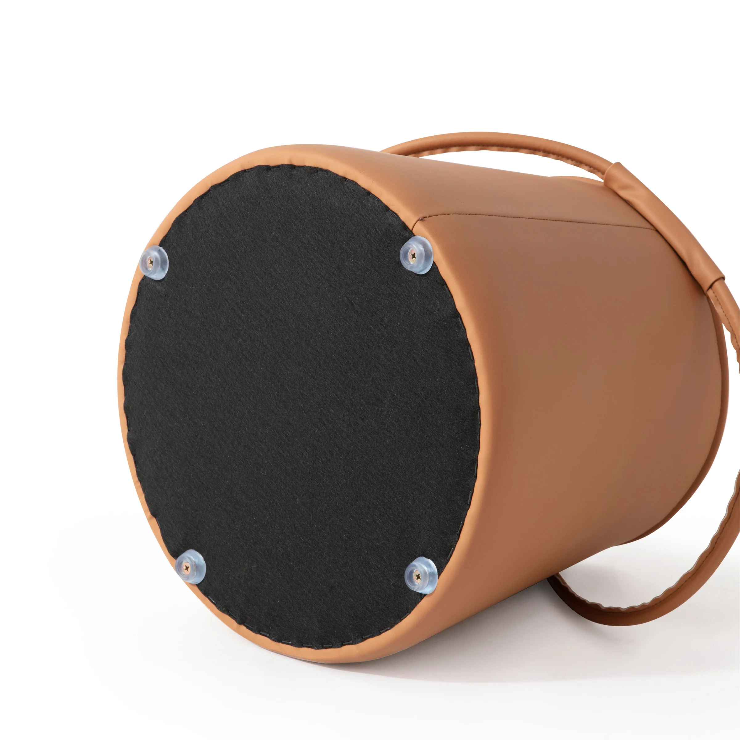 Linspire Kabos Leather Ottoman, Pastel Orange