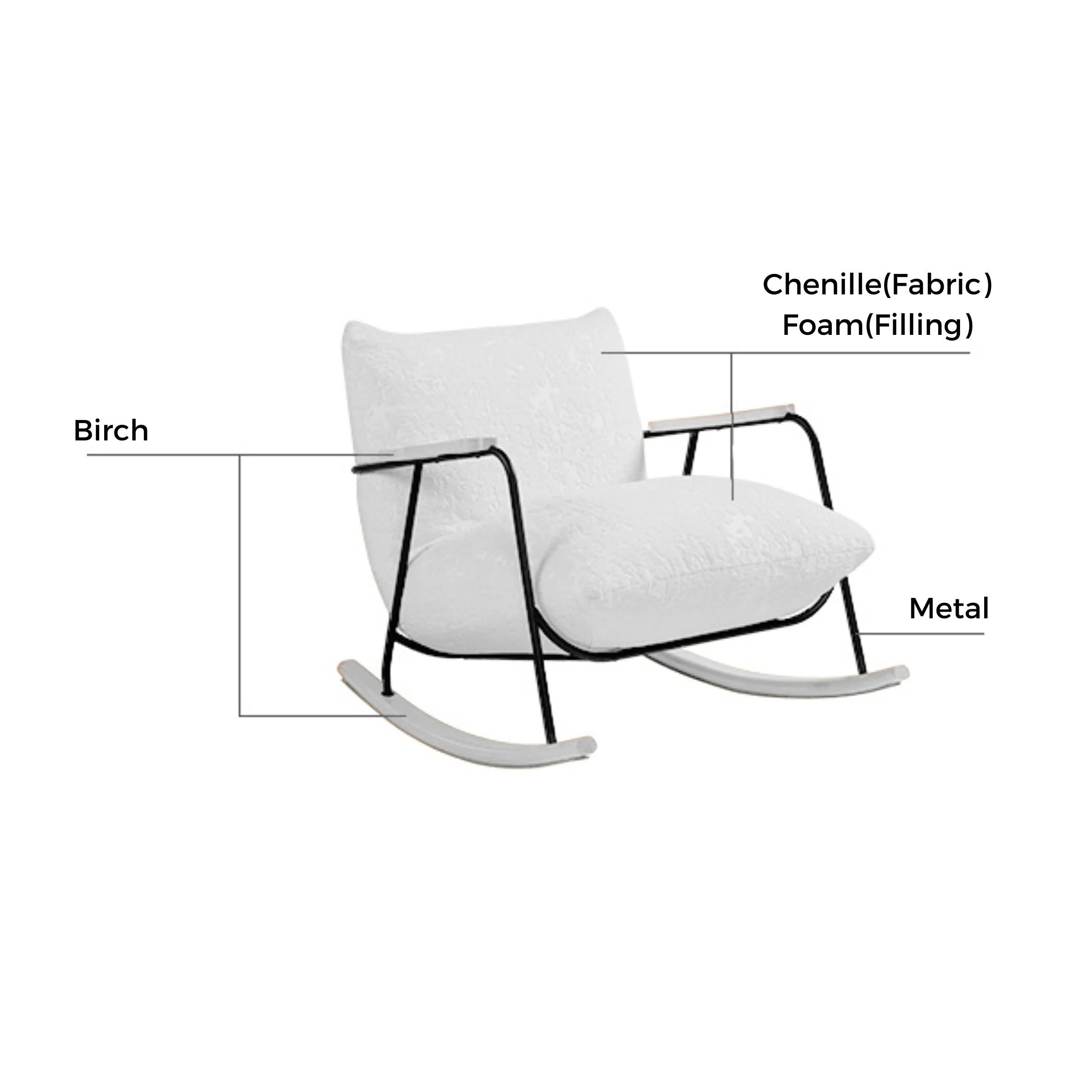 Linspire Dermot Rocking Chair, White