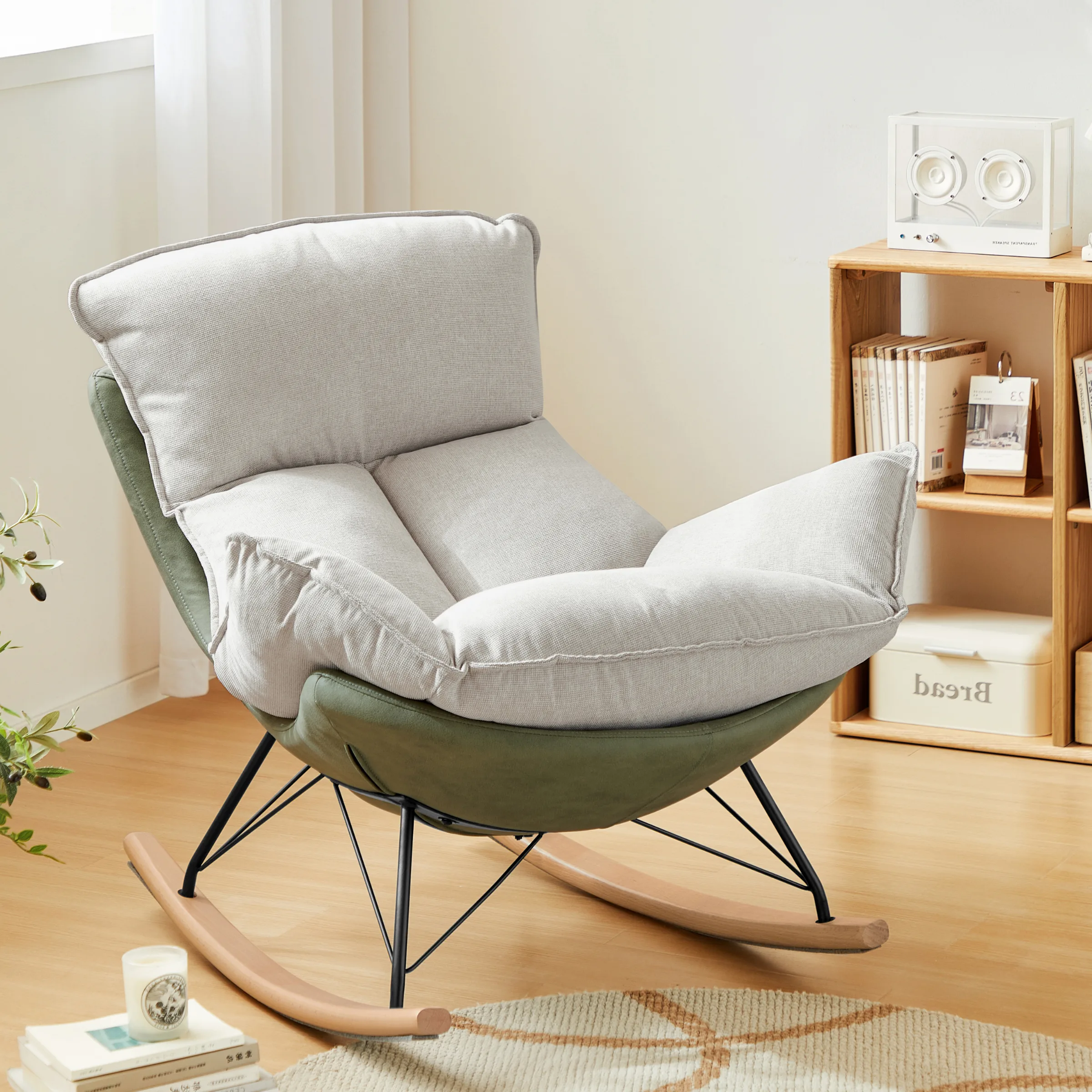 Linspire Ubel Rocking Chair, Green & Cool White