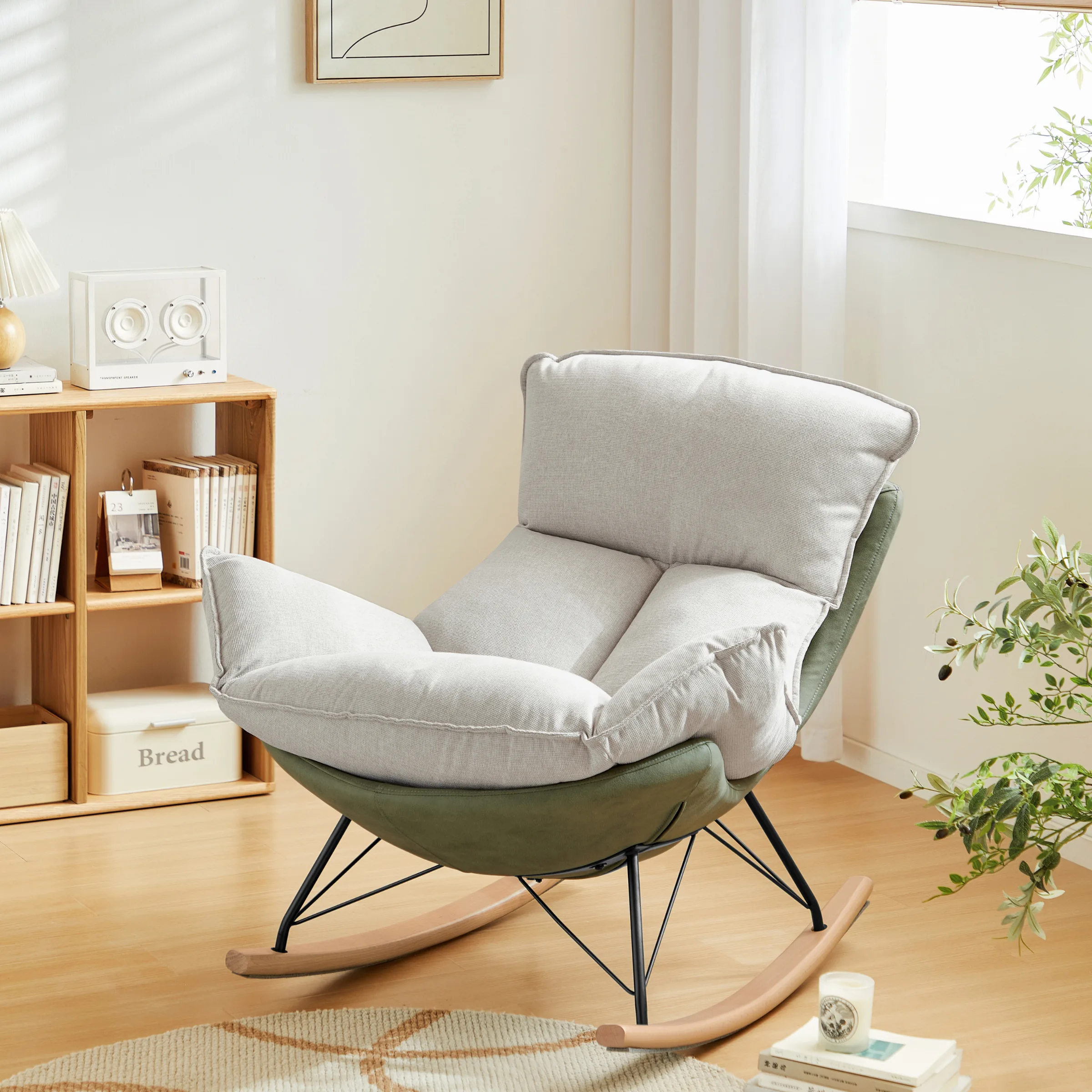 Linspire Ubel Rocking Chair, Green & Cool White