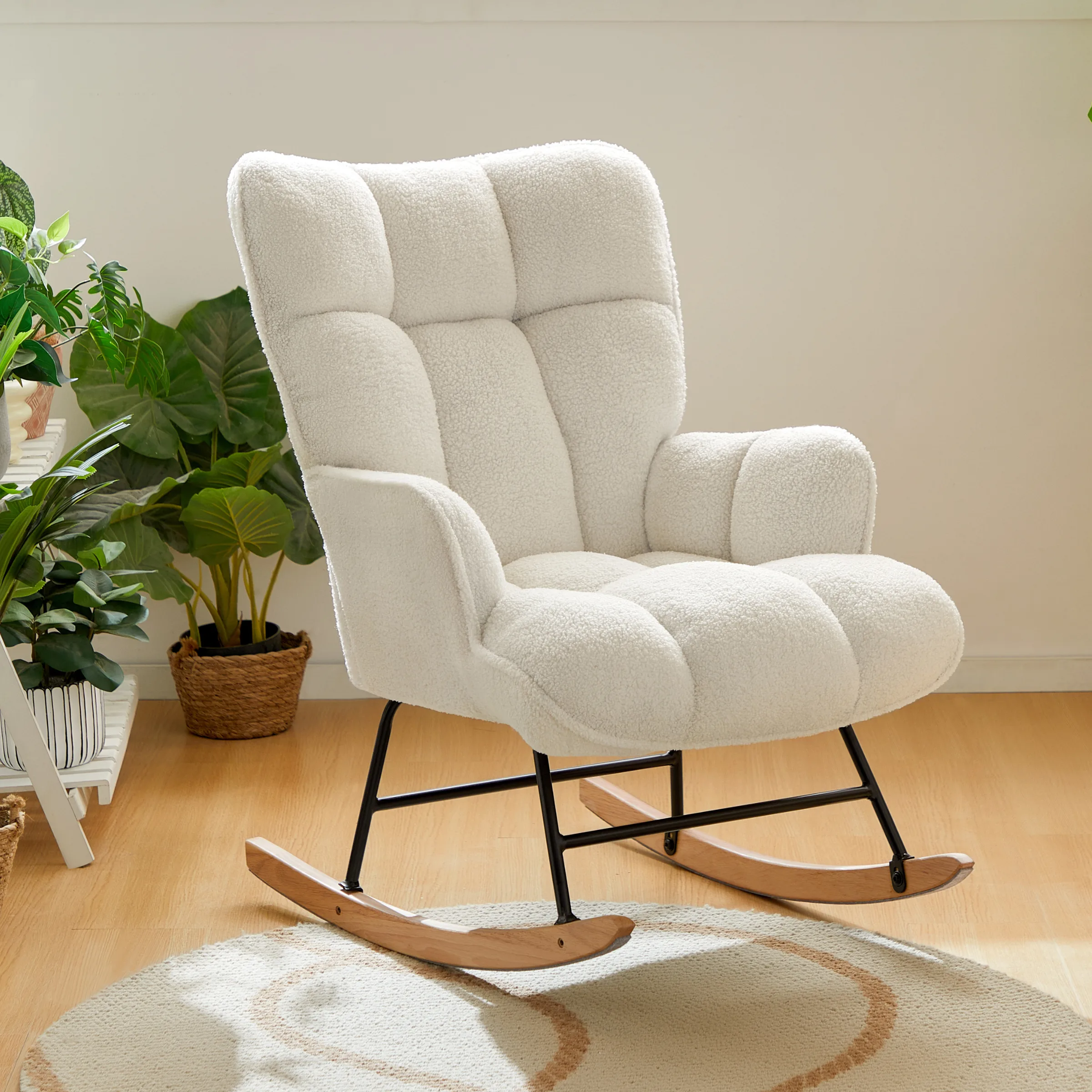 Linspire Evans Boucle Rocking Chair, White