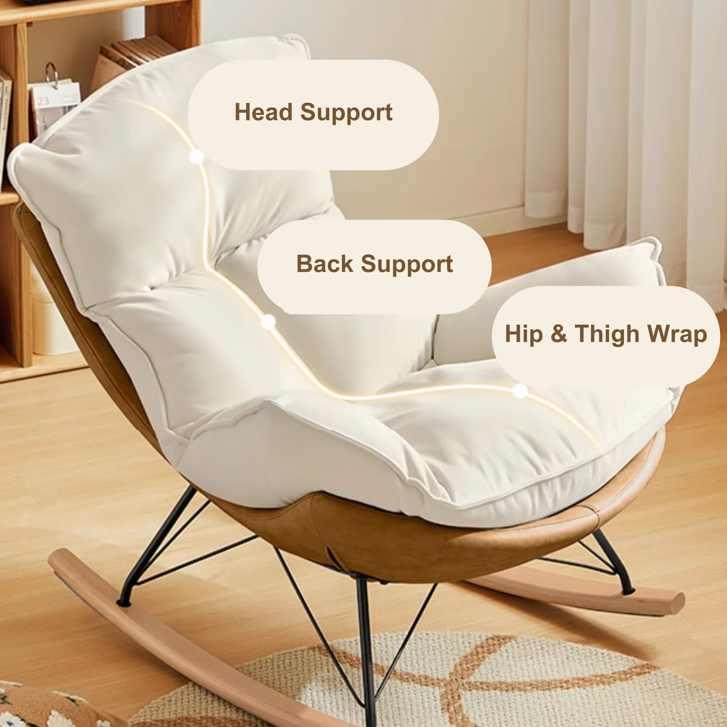 Linspire Ubel Rocking Chair, Brown & Cool White