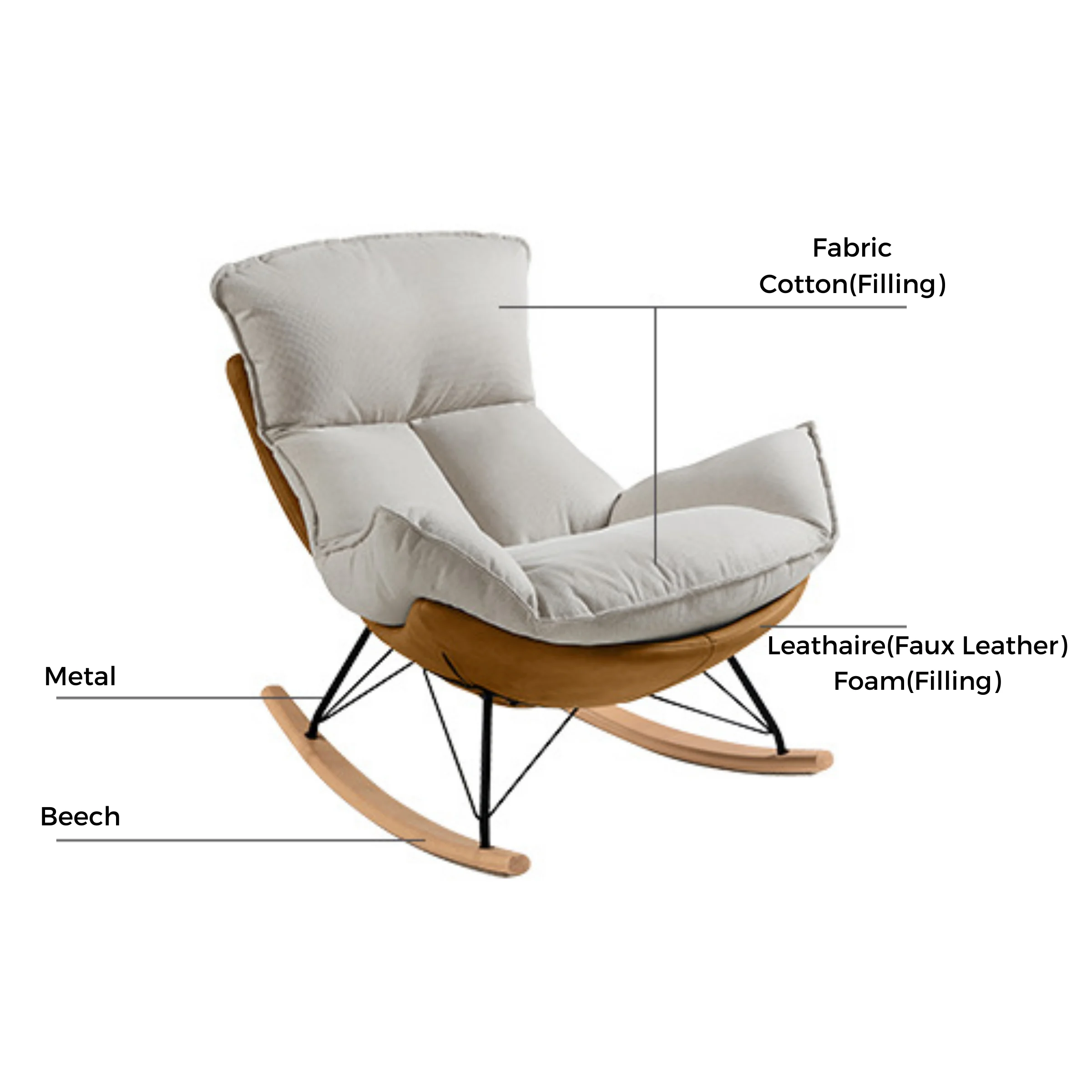 Linspire Ubel Rocking Chair, Brown & Cool White