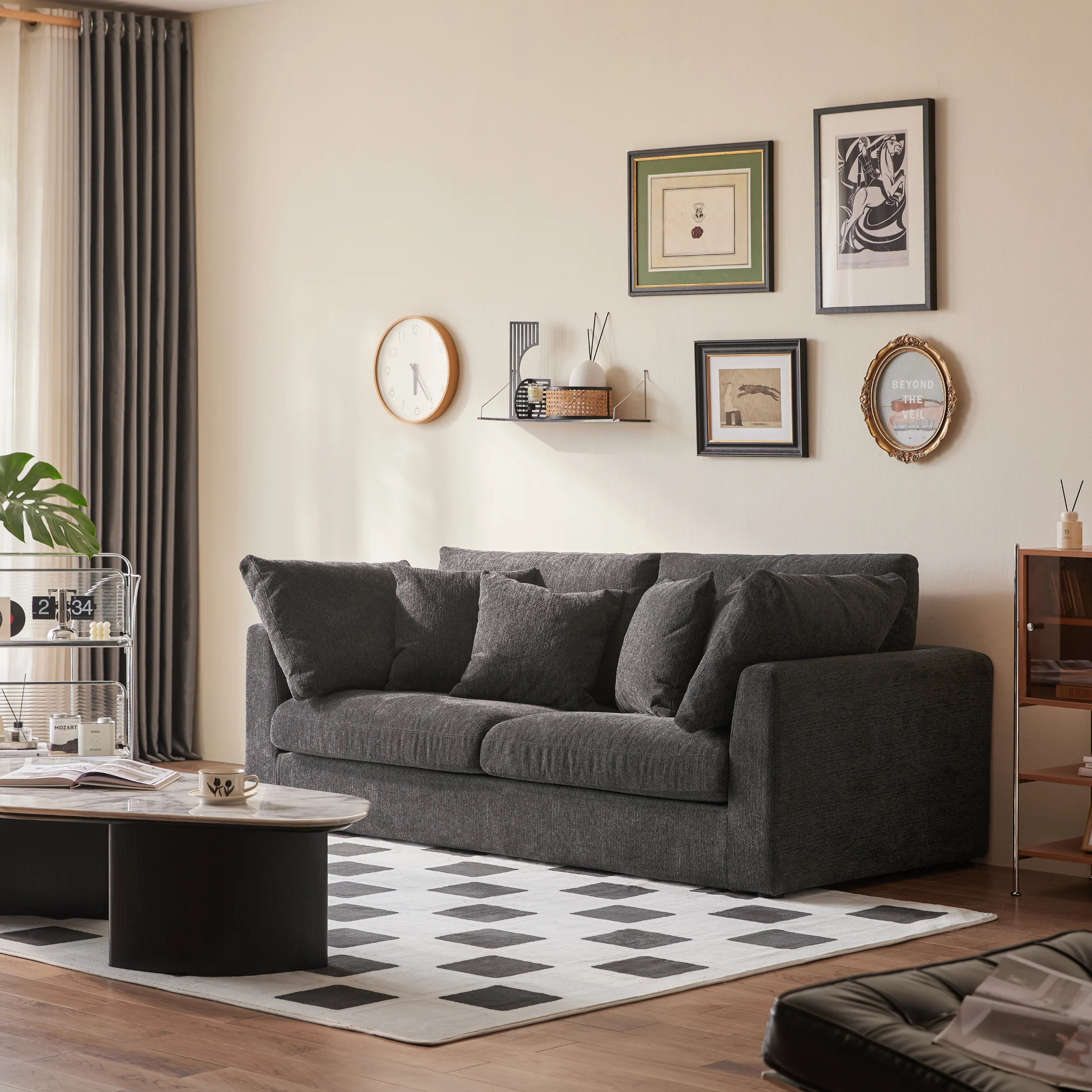 Linspire Neuer Chenille 3-Seater Sofa, Dark Grey