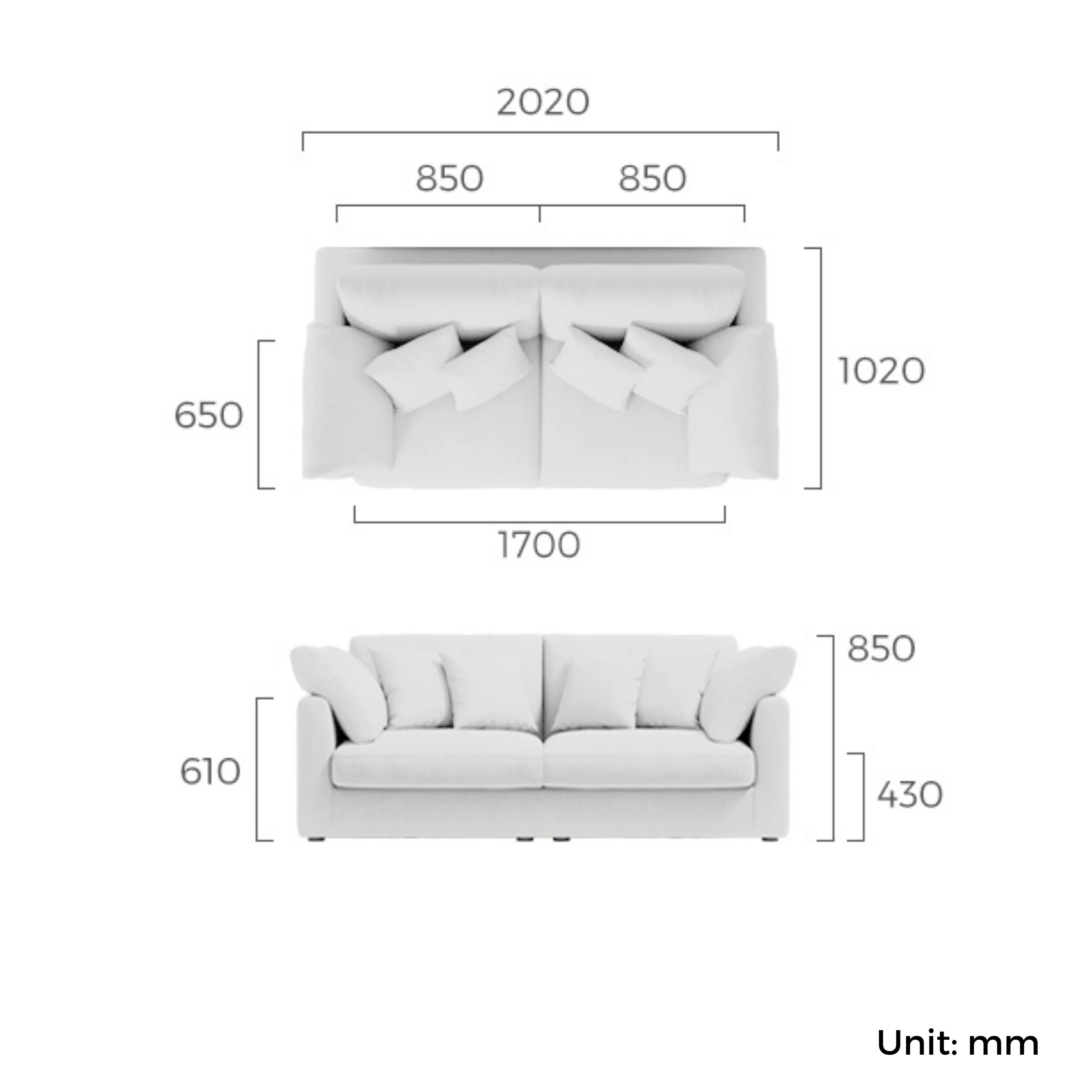 Linspire Neuer Chenille 3-Seater Sofa, Light Grey