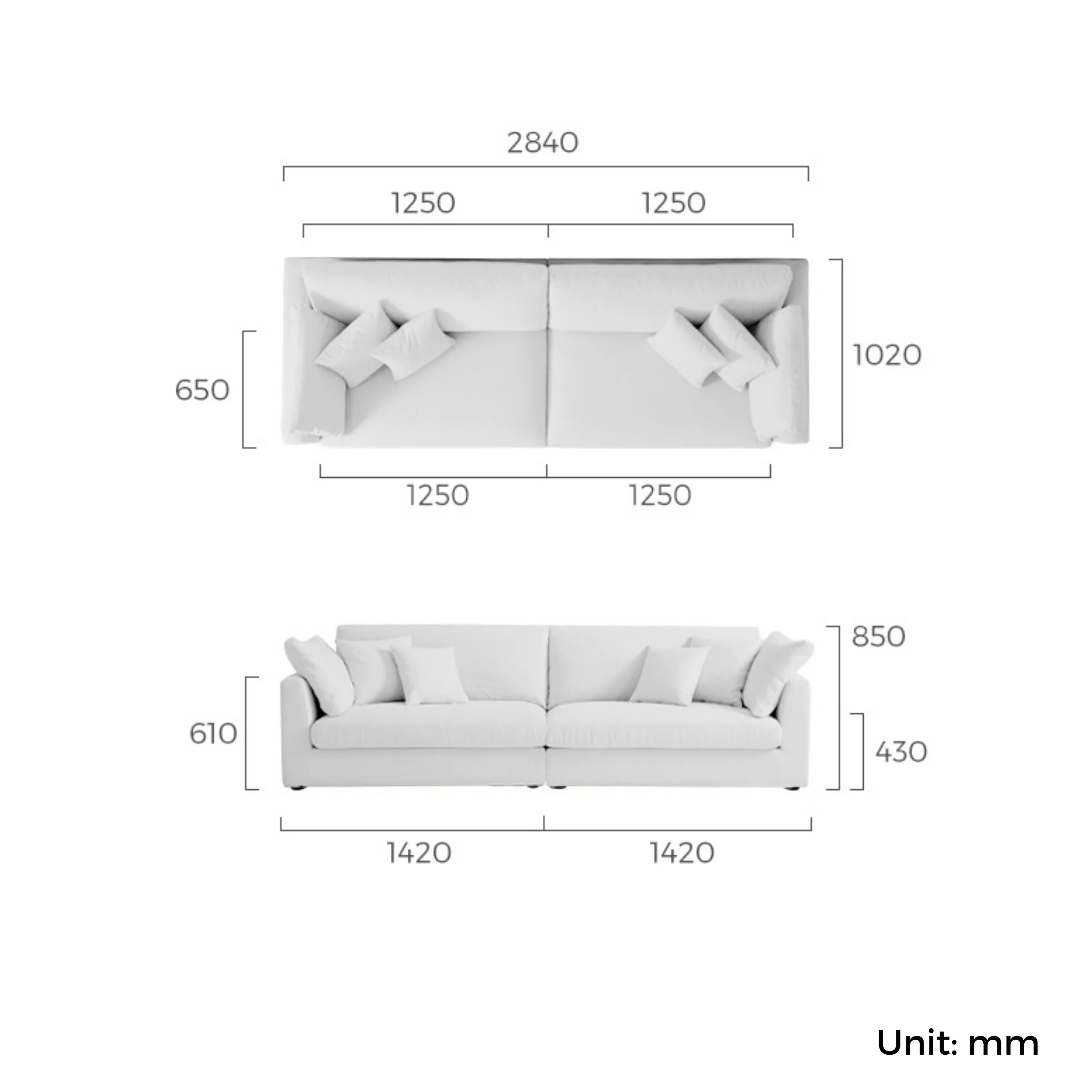 Linspire Neuer Chenille 4-Seater Sofa, Neutral White