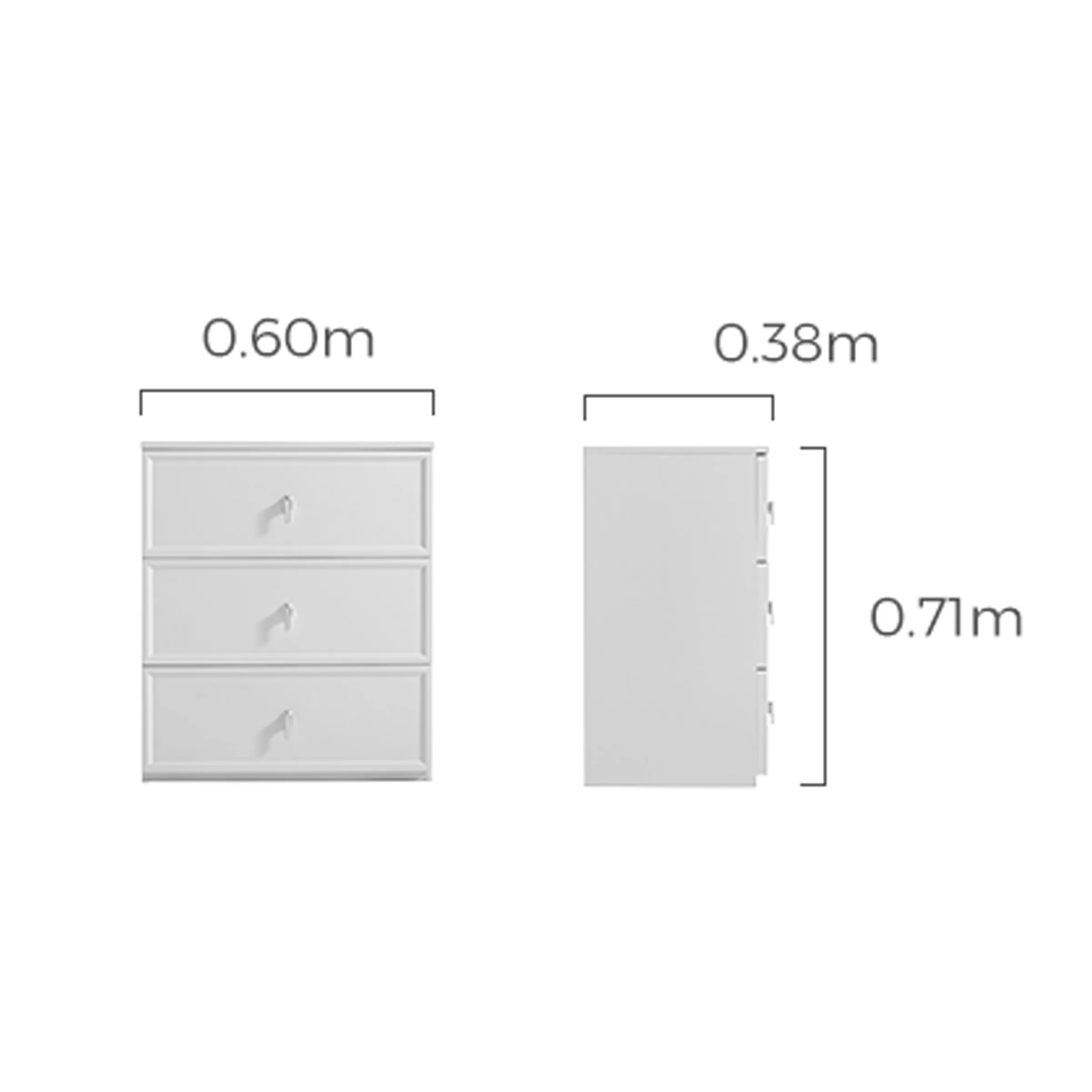 Linspire Haven Chest of 3 Drawers, Creamy White