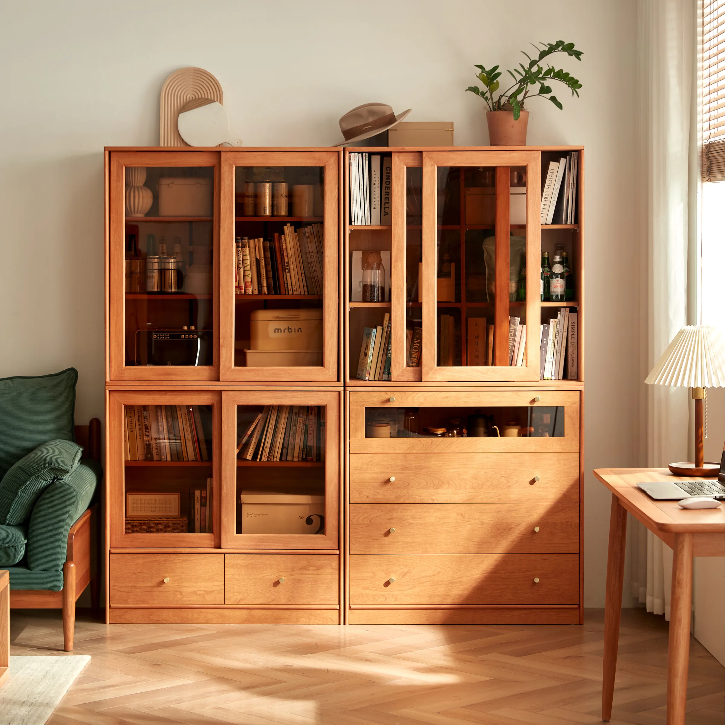 Linspire Verve Set of 4 Modular Glass Door Bookcase
