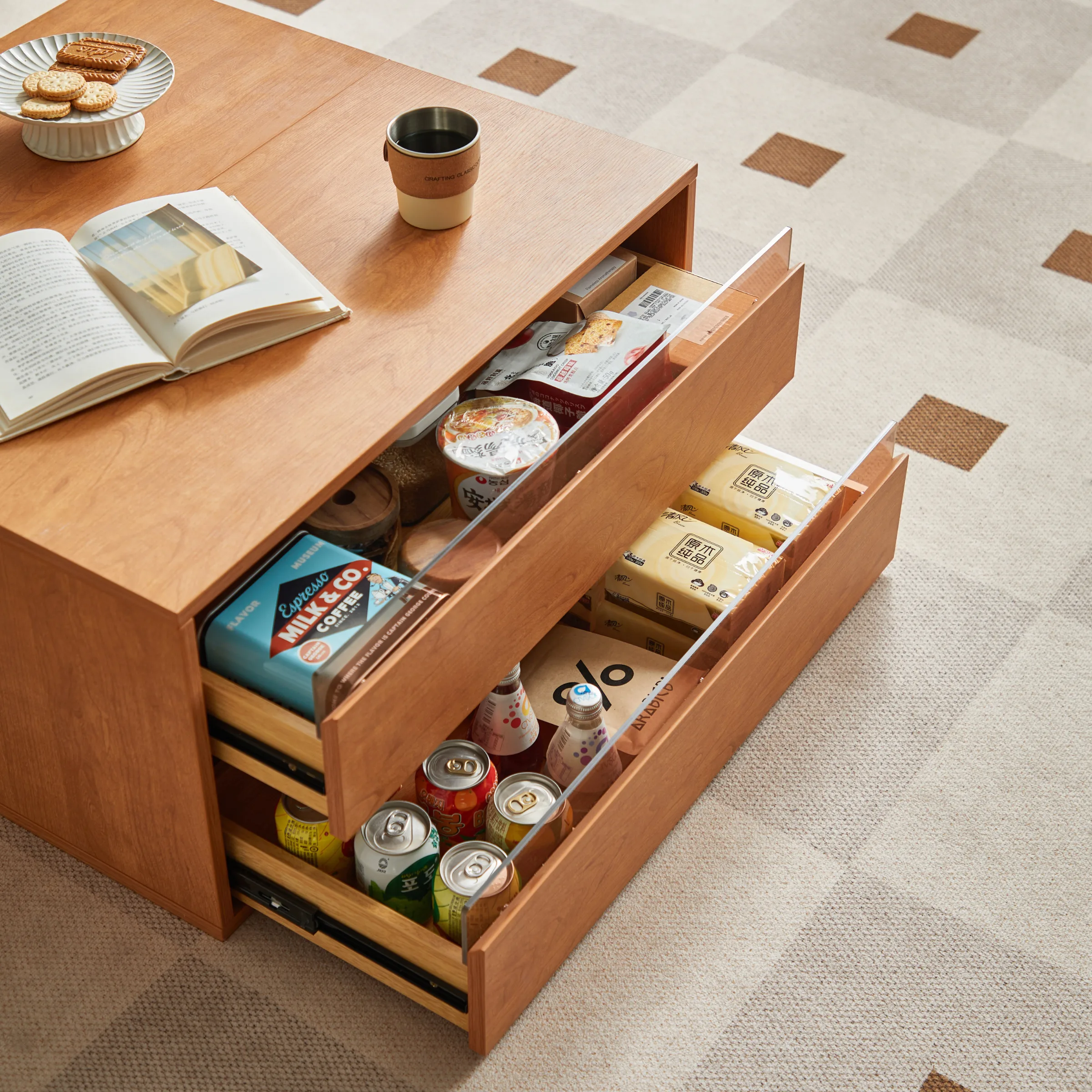 Linspire Verve Set of 2 Modular Coffee Table with 3 Drawers