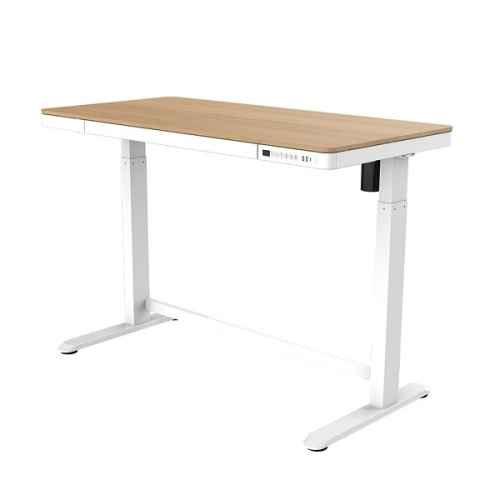 Loctek Et118 All-in-One Standing Desk, With 2 USB-A + 1 USB-C Charging Port, Pull-out Drawer, 1200*600mm, Maple, White