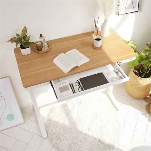 Loctek Et118 All-in-One Standing Desk, With 2 USB-A + 1 USB-C Charging Port, Pull-out Drawer, 1200*600mm, Maple, White