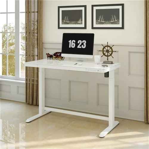 Loctek Et118 All-in-One Standing Desk, With 2 USB-A + 1 USB-C Charging Port, Pull-out Drawer, 1200*600mm, White