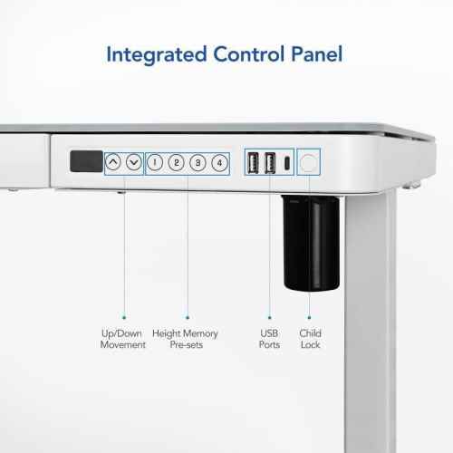 Loctek Et118 All-in-One Standing Desk, With 2 USB-A + 1 USB-C Charging Port, Pull-out Drawer, 1200*600mm, White