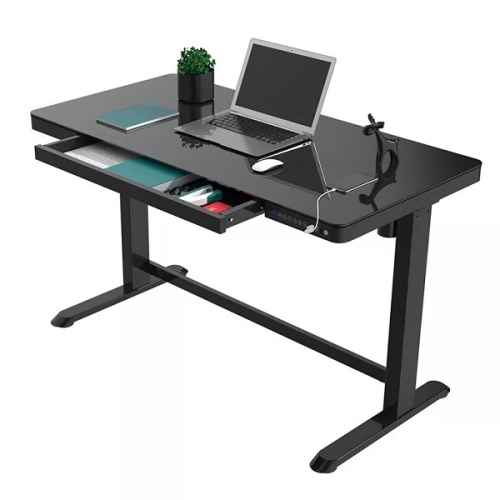 Loctek Et118 All-in-One Standing Desk, With 2 USB-A + 1 USB-C Charging Port, Pull-out Drawer, 1200*600mm, Black