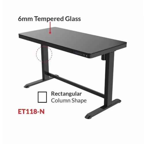 Loctek Et118 All-in-One Standing Desk, With 2 USB-A + 1 USB-C Charging Port, Pull-out Drawer, 1200*600mm, Black