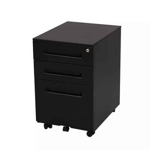 Loctek CB1301 Lockable Filing Cabinet With 3 Drawers, 39x50x60cm, Black