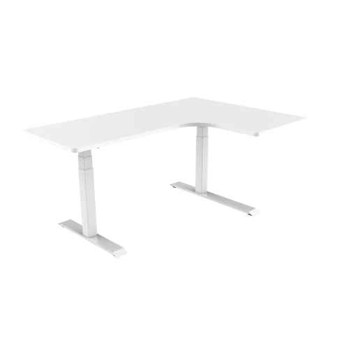 Loctek ET223DL L-Shape Ergonomic Standing Office Desk, Electric Height Adjustable With Dual Motors, 1600x1100x595mm, White