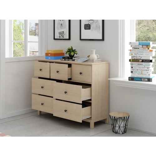 Loft Natsumi Chest of 7 drawers, 114x39CM, White stained oak veneer