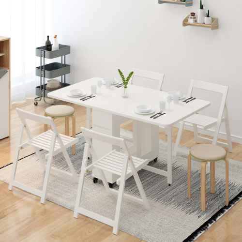 Loft Nordic Gateleg Table with 4 chairs, 140x80CM, White