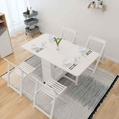 Loft Nordic Gateleg Table with 4 chairs, 140x80CM, White