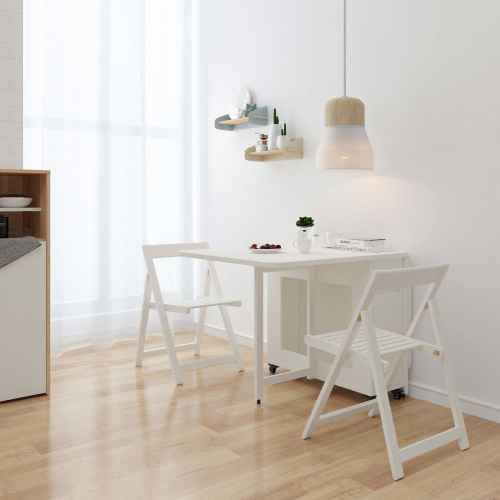 Loft Nordic Gateleg Table with 4 chairs, 140x80CM, White