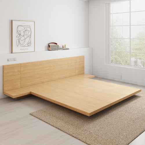 Loft Japandi Platform Bed Frame with 2 Bedside Tables, Super King