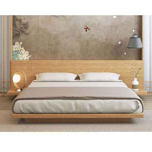 Loft Japandi Platform Queen Bed Frame with 2 Bedside Tables