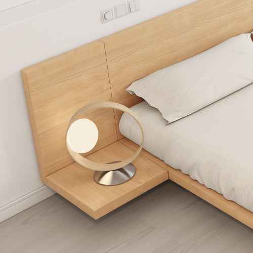 Loft Japandi Platform Bedside Table with Back Panel