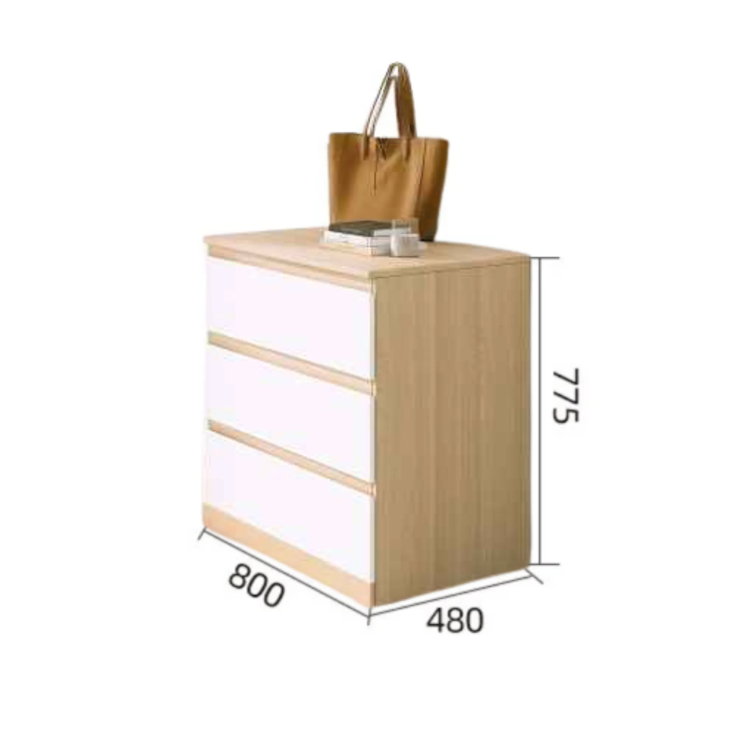 Loft Ensio Chest of 3 drawers, White & Light Wood