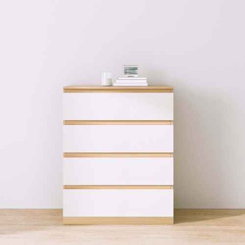 Loft Ensio Chest of 4 drawers, White & Light Wood