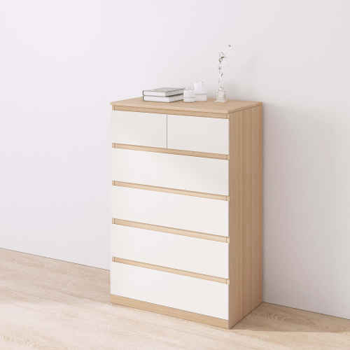 Loft Ensio Chest of 6 drawers, 80x48x123CM, White stained oak veneer