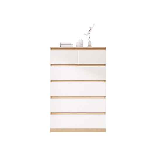 Loft Ensio Chest of 6 drawers, 80x48x123CM, White stained oak veneer