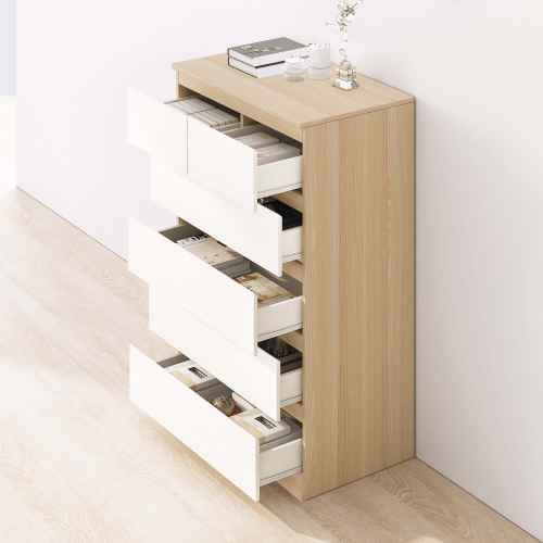 Loft Ensio Chest of 6 drawers, 80x48x123CM, White stained oak veneer