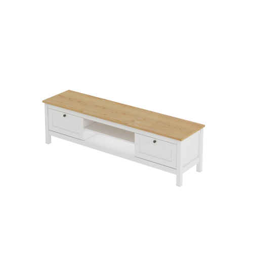 Loft Hampton TV Cabinet, White & Oak Effect Top, 160x39.8x45cm