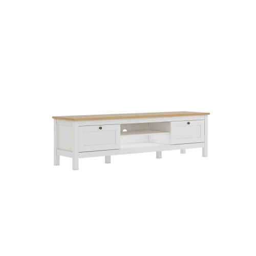 Loft Hampton TV Cabinet, White & Oak Effect Top, 160x39.8x45cm