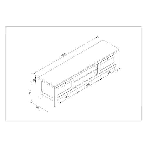 Loft Hampton TV Cabinet, White & Oak Effect Top, 160x39.8x45cm