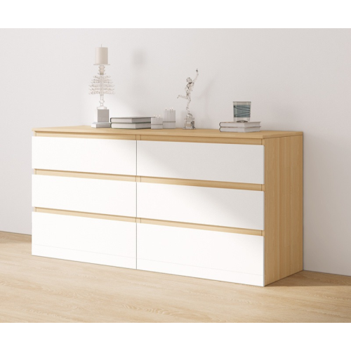 Loft Ensio Chest of 6 drawers, 160x48x77.5CM, White stained oak veneer