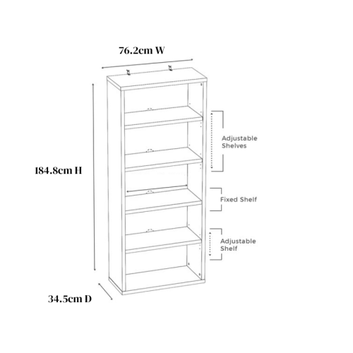 Loft Newton Bookcase, 5-Tier, White