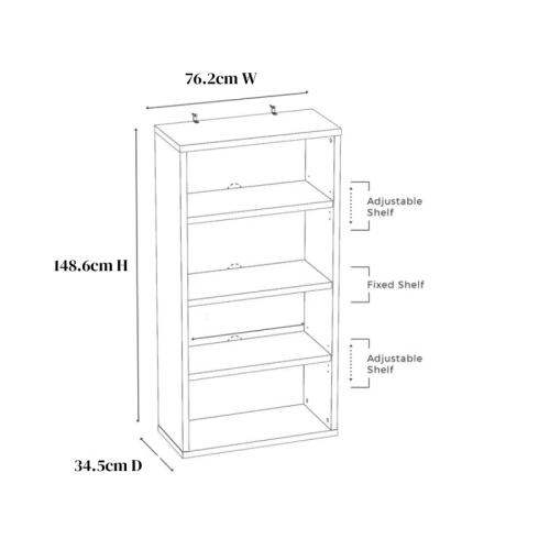 Loft Newton Bookcase, 76.2x34.5x148.6cm, White