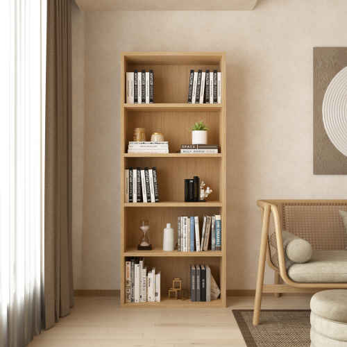 Loft Newton Bookcase, 5-Tier, Light Wood
