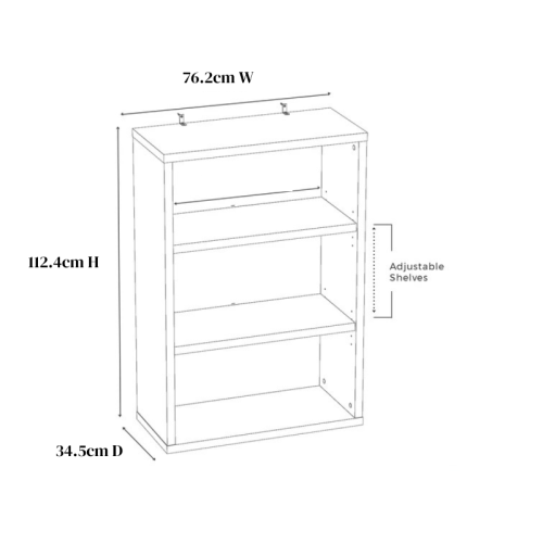 Loft Newton Bookcase, 76.2x34.5x112.4cm, White stained oak veneer