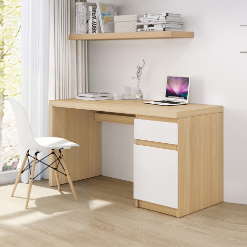 Loft Ensio Desk, 140x60x75cm, White & Light Wood