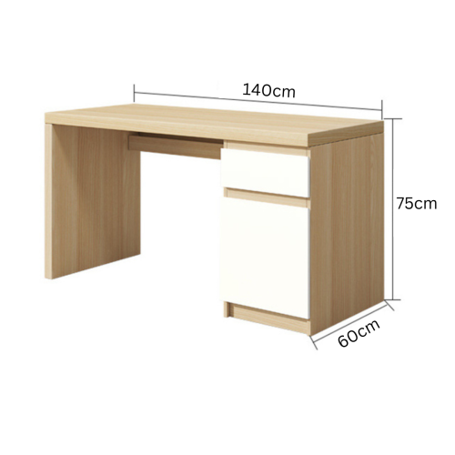 Loft Ensio Desk, 140x60x75cm, White & Light Wood