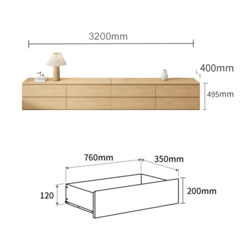 Loft Ensio Entertainment Unit, 3.2m, Light Wood