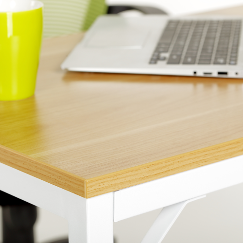 Loft Newton Steel Frame Desk, 1m, White & Light Wood